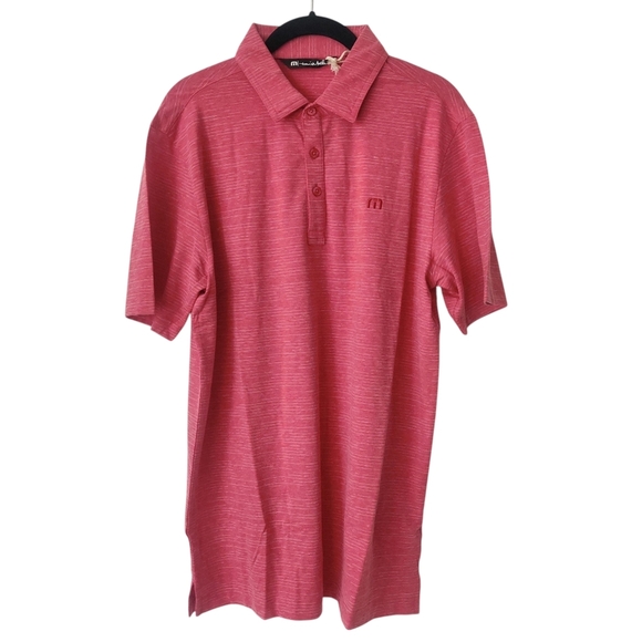TRAVIS MATHEW The Heater Polo M The Heather Scooter Red Golf Shirt Mens NWT - Picture 1 of 15